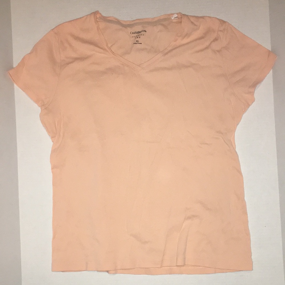 Croft & Barrow Peach V-Neck Women's Tee | XL